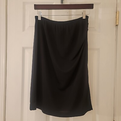 #ad BCBG Max Azria Skirt Womens Size Medium Black Pencil Side Slit Ruched Hip Career $9.94