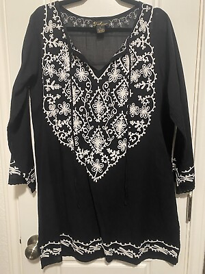 #ad Beach by Exist 100% Cotton Embroidered Beach Coverup. Black Women’s Size Large $14.00