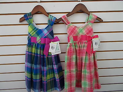 #ad Girls Bonnie Jean Blue or Coral Plaid Dresses Sizes 4 5 6 amp; 12 $20.00