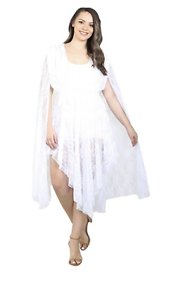 Womens Plus Dress NEW Size 1x White Lace Boho Beach Cruise Midi Gorgeous NWT $34.50