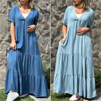 #ad Plus Size 6 22 Women#x27;s Casual Loose Solid Pullover Kaftan Ladies Long Maxi Dress $35.99
