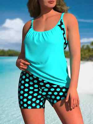 #ad #ad Plus Size Casual Swimsuit Set Women#x27;s Plus Colorblock Two Piece Set Size 1XL $15.95