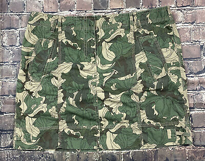#ad V 13347 Ann Taylor LOFT Floral Green Mini Skirt 10 Pockets Belt Loops Zip $9.79