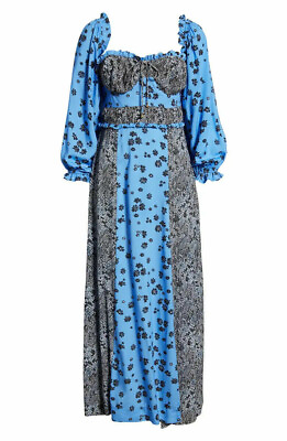 #ad Free People Tigerlily Long Sleeve Maxi Dress Floral Printed Square Neck New S $42.66