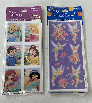 Vintage Party Express Disney Princess Tinker bell Stickers 8 Sheets NOS $15.99