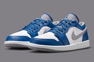 Nike Air Jordan 1 Low True Blue Grey White Shoes Men 553558 412 GS 553560 412 $139.99