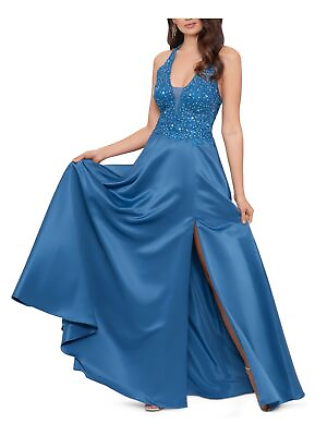 BLONDIE NITES Womens Embellished Sleeveless Full Length Prom Fit Flare Dress $31.99