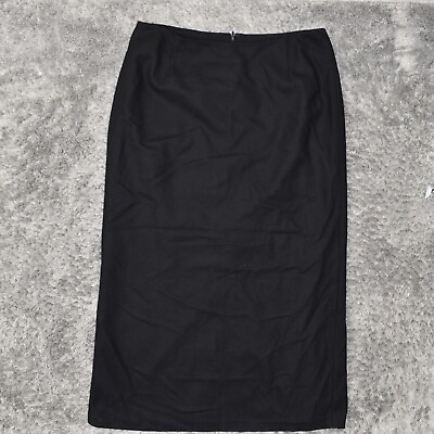 #ad Eddie Bauer Women#x27;s Size 16 Straight amp; Pencil Skirt Black Wool Zip Solid $17.85