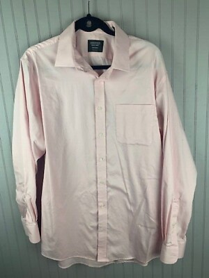 Nordstrom Size 17 Mens Shirt Pink Long Sleeve Traditional fit Non Iron $10.89