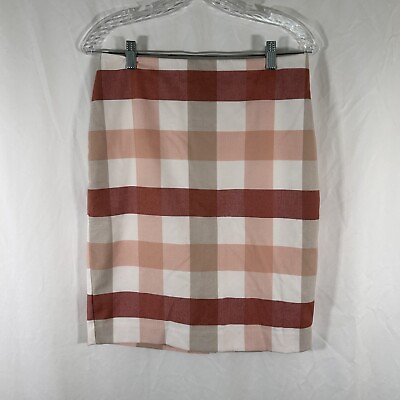 #ad Ann Taylor Skirt Women#x27;s 4 Red Pink Plaid Above the Knee Zip Back No Pockets $15.99