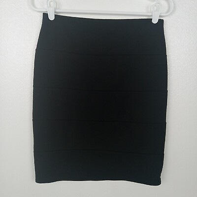 #ad NY Collection Skirt Womens Small Black Pencil Pull On Stretch Panels Career Work $13.99