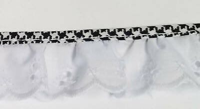 Eyelet lace white with black houndstooth bias ruffled fabric Sewing trim 1quot; for $3.25