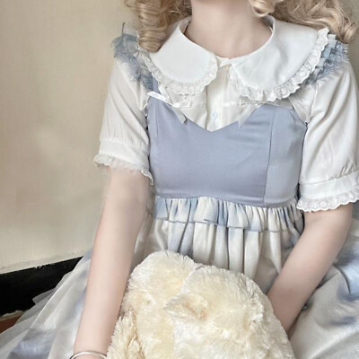 Cute Summer Lolita Mori Girls Casual Doll Collar Blouse Short Sleeve Shirts Tops $26.03