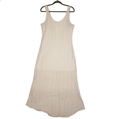 #ad Xhilaration Hi Low Crochet Maxi Dress Sleeveless Ivory Cream Womens Size XL $19.99