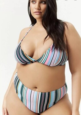 Forever 21 Plus Bikini Bottom 3x Multicolored Stripe NWOT $10.99