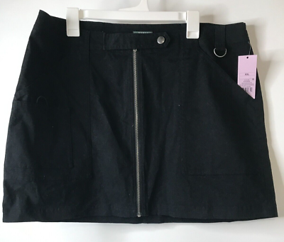 #ad NEW Wild Fable Black Cargo Utility A Line Zip Front Mini Skirt Plus Size XXL $14.99
