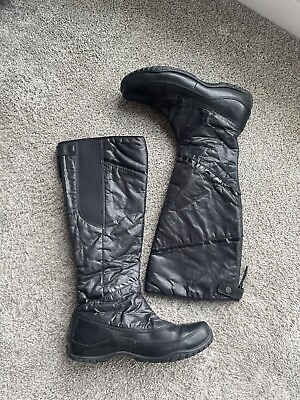 #ad North Face Womens Boots 10.5 Black Leather Nylon Primaloft Insulated Waterproof $25.00