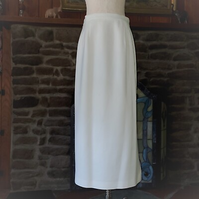 LONG MAXI DRESS SKIRT Pencil Straight SIDE LEG SLIT Women#x27;s Size 12 IVORY WHITE $11.55