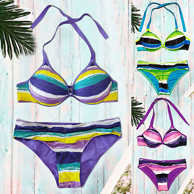 #ad Women Bandeau Bandage Bikini Set Halter Push Up Swimwear Beachwear Lady Swimsuit $13.34