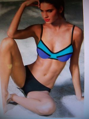 #ad Women#x27;s 2 Piece Bikini Size L New in Bag Teal Blue amp; Black in Color $8.00