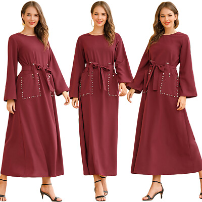 #ad Abaya Dubai Muslim Women Long Maxi Dress Abayas Kaftan Party Robe Caftan Islamic C $52.41
