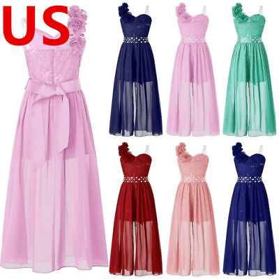 #ad US Flower Girls Kids Dresses Bridesmaid Wedding Formal Party Gown Prom Princess $26.53