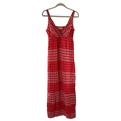 #ad Faded Glory BOHO LONG MAXI Dress Large 12 14 Adjust Straps Gypsy Pink Red Hippie $20.47