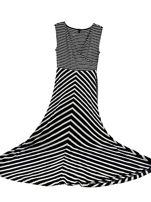 #ad #ad Talbot#x27;s Blue amp; White Diagonal Stripe Maxi Dress Small Modal Nautical Coastal $27.18