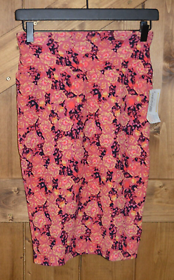 #ad LuLaRoe LLR Women#x27;s Size XS Cassie Skirt Pink Purple Black Beige Flowers NWT $16.12