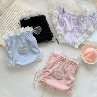 #ad Young Girl Cute Briefs Lace Panties Solid Color Underpants Girl Underwear Sweet $4.17