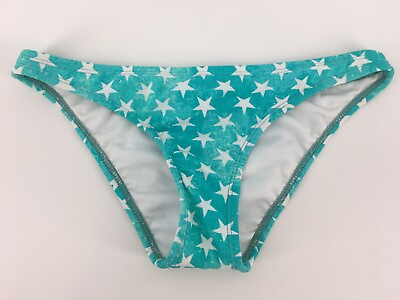 #ad #ad Bikini Lab Womens Bikini Bottom Hipster Turquoise White Stars Medium NWT $7.99