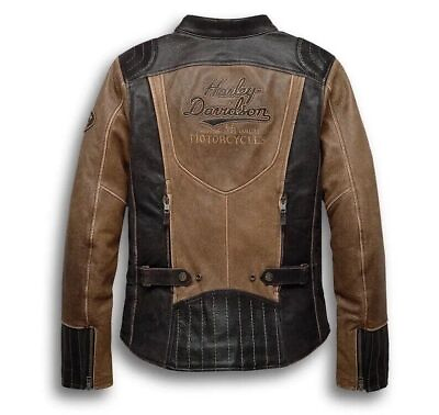 #ad Harley Davidson Women#x27;s Gallun Triple Vent Brown Leather Jacket Motorbike Jacket $149.99