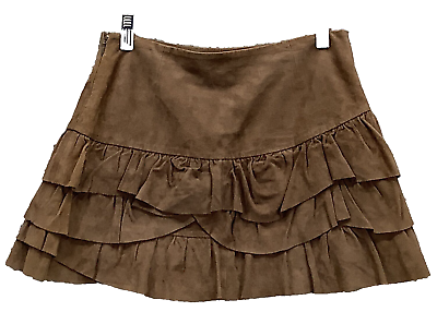 #ad Maje Goat Suede Leather Skirt Women#x27;s 36 Small Layered Lined Mini Made in France $44.99