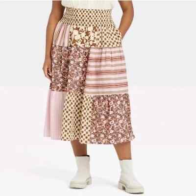 #ad NWT Universal Thread Cottagecore Plus Size 3X Skirt Tiered Cotton BOHO Peasant $17.63