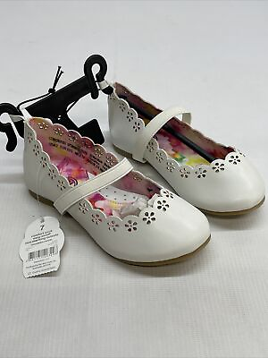 Toddler Girls White Flat Easter Church Slip On shoes Wonder Nation Size 7 New $8.99