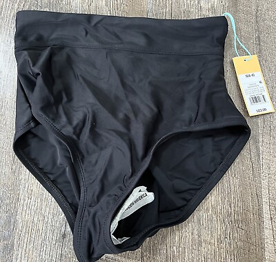 Target Women#x27;s Solid Black Bikini Bottom High Waist Kona Sol Size Small S 4 6 $12.95