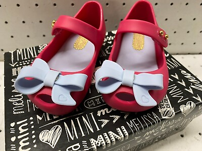 #ad Toddler Scented Mini Melissa Ultragirl Bow Blue Pink Flats Shoes US Size 5 $24.95