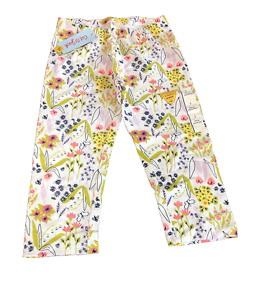 #ad #ad Girls White Floral Capri Leggings Size Medium 7 8 A1 $9.99