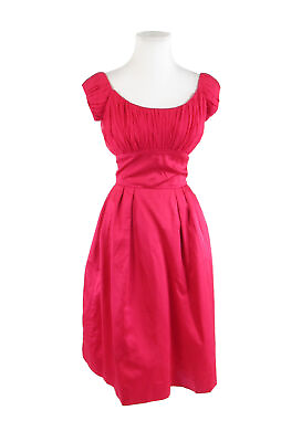 #ad Rose red cap sleeve sheer overlay empire waist vintage dress XS $129.99