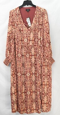 #ad Beldini Women#x27;s Plus Size 3X Maxi Dress Floral Paisley 3 4 Sleeve Brown NWT $47.99