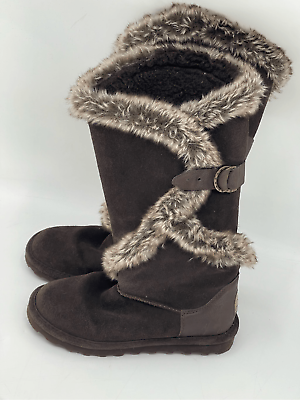 #ad Bearpaw Boots Tall Sheilah Women Size 8 Brown Faux Fur Shearling $38.24
