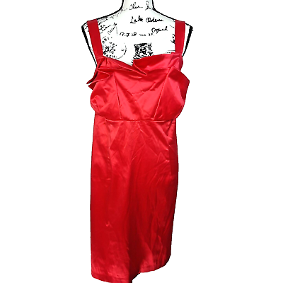 #ad Wishes Wishes Wishes 3D Satin Pencil Cocktail Dress Size 18 Red Stretchy $38.00