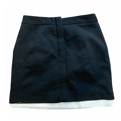 #ad Banana Republic Skirt Womens 0 Black White Zip Lined Mini A Line Straight Career $14.99