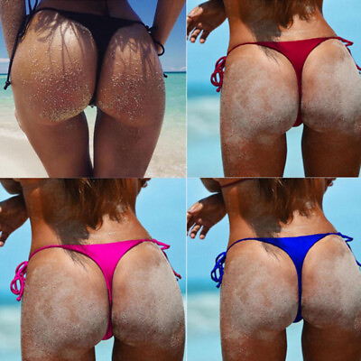 Sexy Bikini Bottom G String Thong Brazilian Cheeky Side Tie V Beachwear Naughty# $2.01