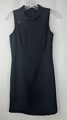 #ad LITTLE BLACK DRESS FULLY LINED SLEEVELESS COCKTAIL DRESS W GOLD TONE PIN SZ 2 $10.00