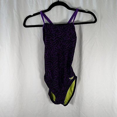 #ad Speedo Swimsuit Women#x27;s 30 Purple Animal Print Pro LT Polyester 1 Piece $13.99