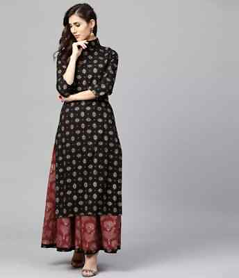 #ad Designer Rayon Kurta Skirt Set Women Bollywood Tunic Printed Kurti Party Wear $29.59