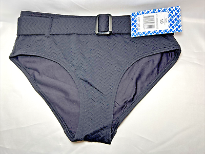 #ad NWT Sun amp; Sea Black W Attached Buckle Belt Bathing Swim Suit Bikini Bottom Sz 10 $7.00