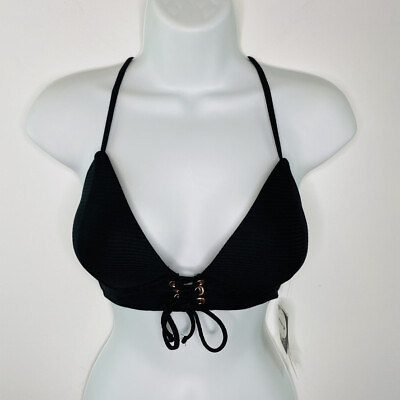 #ad Hula Honey Juniors Black Padded Push Up Bikini Top Size L $10.00