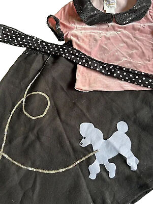 #ad #ad Children#x27;s Sz L 50#x27;s Hop Poodle Skirt Costume with Scarf amp; Shirt Pink Black $10.00